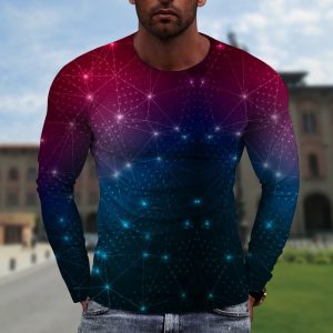 Space Galaxy Universe Printed Long Sleeve T Shirt Men's Full Sublimation Printed T-Shirt Fashion 3D Printed T Shirt