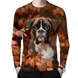 Cheap Men’s 3D Digital Dog Printing Long Sleeve Party Casual Social Shirt Top