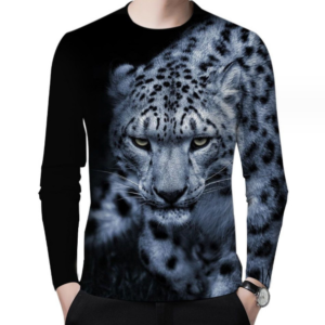 New Men's SportsT-shirt Tiger Plus Printing Men's T-shirt With Round Neck Black Color Long Sleeve