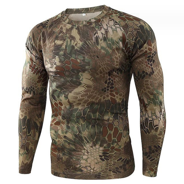 Men's Tactical Quick Dry T Shirt Camouflage Fitness Breathable Long Sleeve Tops Outdoor Camo T Shirts