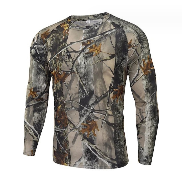 New summer outdoor tactical clothing slim fit breathable training camouflage cycling training long sleeve t-shirt