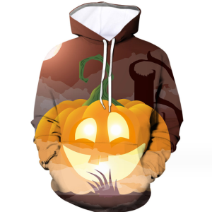 Men's Pullover Hoodies Attractive Looking Hoodies(Halloween Pumpkin Light)