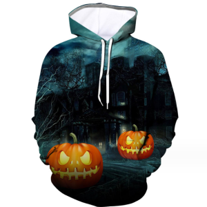 3D Printed Hoodies Top Best Selling Latest Style Men's Pullover Hoodies Attractive Looking Hoodies(Halloween Pumpkin Dark city)