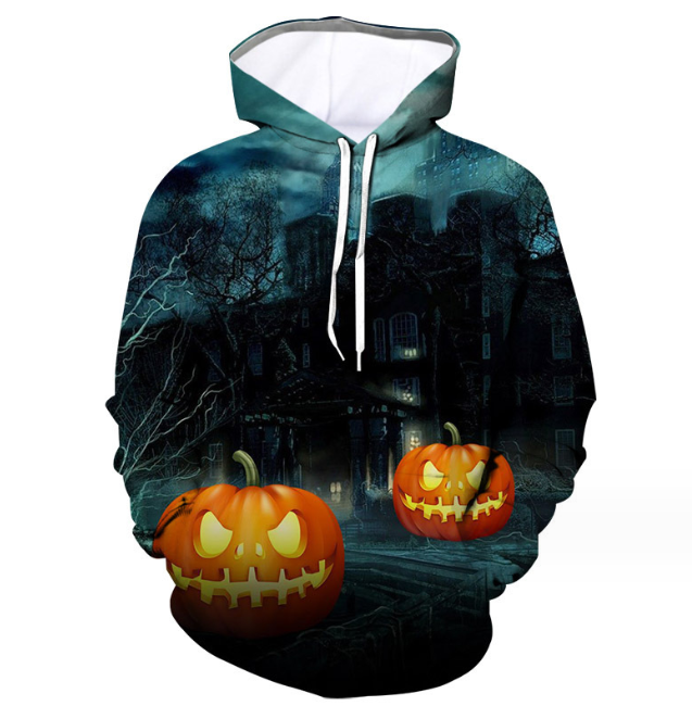 3D Printed Hoodies Top Best Selling Latest Style Men's Pullover Hoodies Attractive Looking Hoodies(Halloween Pumpkin Dark city)