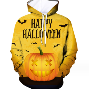 Mens pullover hoodie hoodies trend oversized 3D printing sweatshirt hoodies men(Yellow)