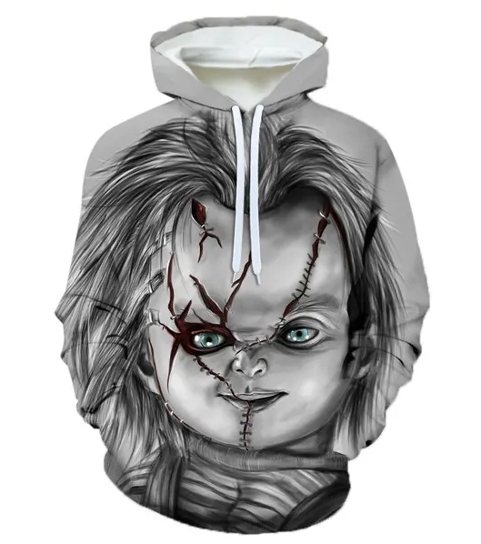 Men's Long Sleeve 3D Digital Printing Pullover Sweatshirt Hoodie Baseball Uniform(Grey)