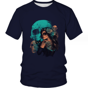 Design fashion skull pattern men's t-shirt custom polyester skull t shirts