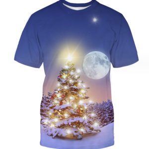 Christmas Tree Printed Pattern Men's Short Sleeve 3D Graphic T Shirt For Men's Wear