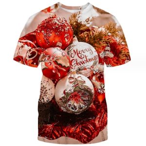 Christmas Present Printed Pattern Men's Short Sleeve 3D Graphic T Shirt For Men's Wear