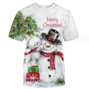 Christmas Snowman Shirt Round neck Graphic Shirts for men