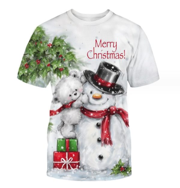 Christmas Snowman Shirt Round neck Graphic Shirts for men