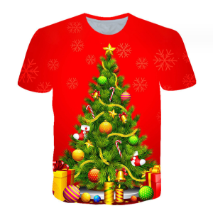 Christmas T-shirts 3d Santa Claus Snowman Printing Cartoon Man Tops Tees Oversized