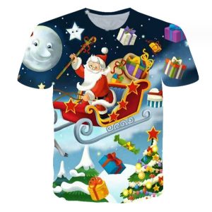 Christmas T-shirts 3d Printing Cartoon Father Christmas Top Tees Oversized