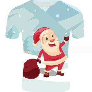 (light colour)Christmas T-shirts 3d Printing Cartoon Father Christmas Top Tees Oversized