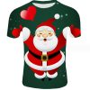 (Green colour)3d Printing Cartoon Father Christmas Short Sleeve