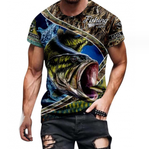 Men's round neck T-shirt graphic print short sleeve(Fish)