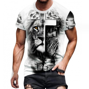 Men's T-Shirt Full Print Crew neck Oversized T-shirts(multicolour)