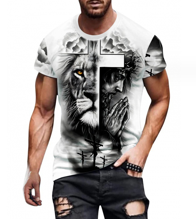 Men's T-Shirt Full Print Crew neck Oversized T-shirts(multicolour)