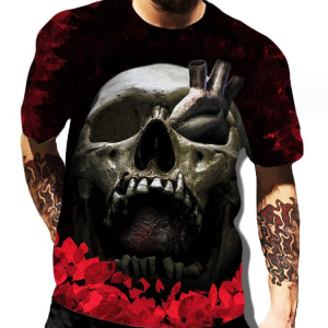 Summer Short Sleeve T-Shirts 3D Print Fashion Hight Quality Streetwear(Black Skull)