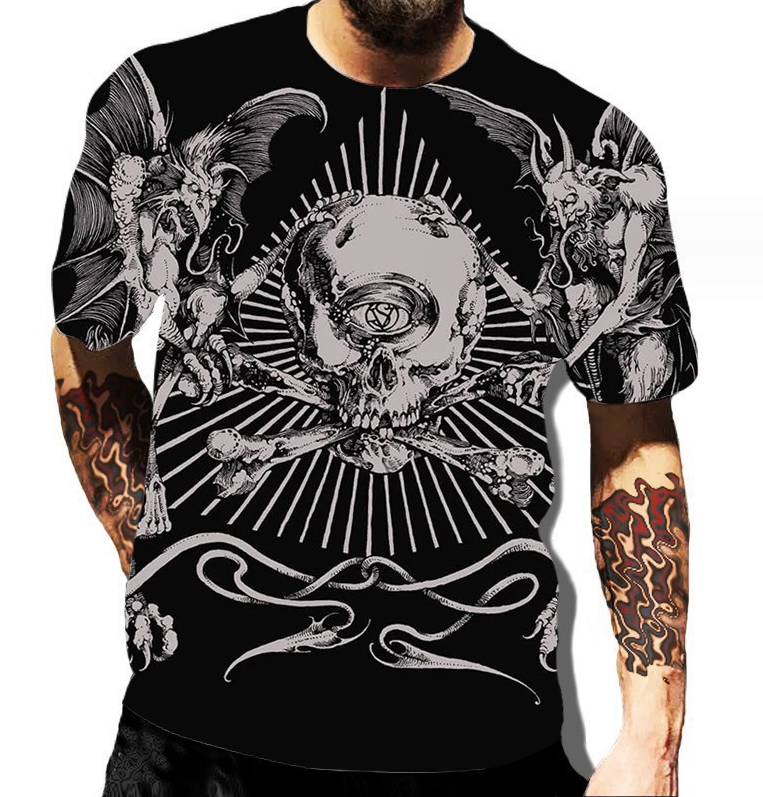 Summer Short Sleeve T-Shirts 3D Print Fashion Hight Quality Streetwear(White Skull)