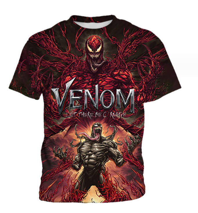 men casual summer wear T shirts 3d Printing designed printed cotton short sleeved(Red Venom )