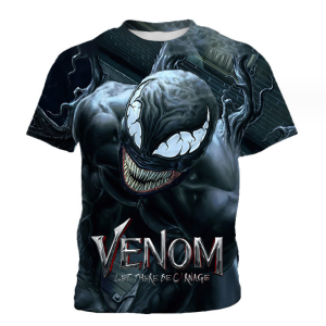 (Venom 3D printing) Men Short Sleeve Round O-Neck Cotton Men's T- Shirts