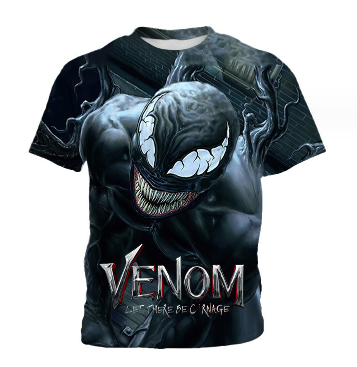 (Venom 3D printing) Men Short Sleeve Round O-Neck Cotton Men's T- Shirts