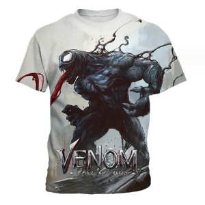 Men Short Sleeve Round O-Neck Cotton Men's T- Shirts(Venom 3D printing)