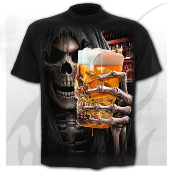 summer new skull men's 3D digital printing short-sleeved(Beer Graphic)