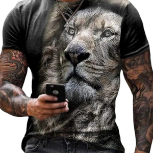 Fast Delivery Lion Shirt Men Animal Tshirt Sex Funny T Shirts Slim 3D Print T-Shirt Hip Hop Tee Cool Mens Clothing Summer Top